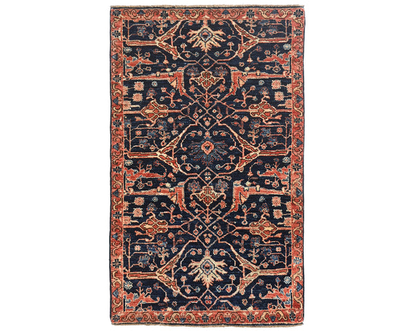 3x5 Blue Aryana Afghan Hand Knotted Veg Dye Wool Area Rug